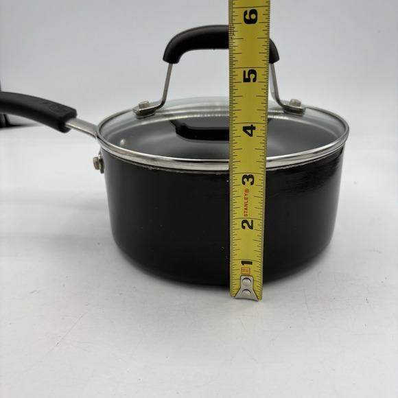 Guy Fieri Saucepan Pot 1.5 Quart 1.4 L w Glass Lid Black Non Stick - Picture 4 of 13